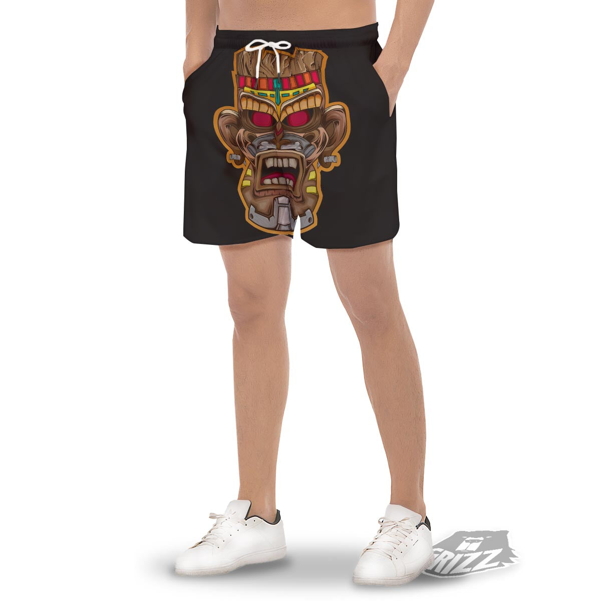 Totem Tiki Print Men's Gym Shorts-grizzshop