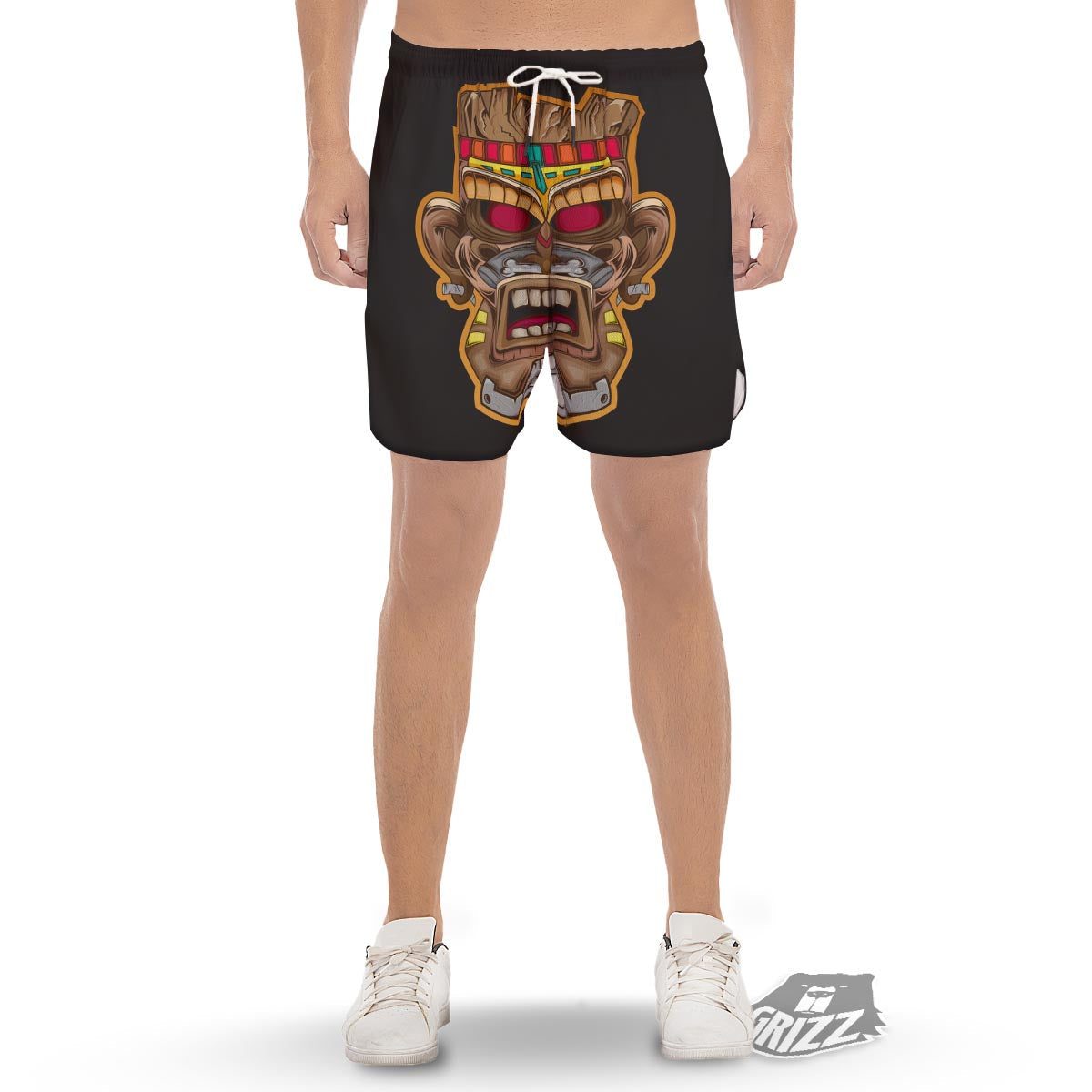 Totem Tiki Print Men's Gym Shorts-grizzshop