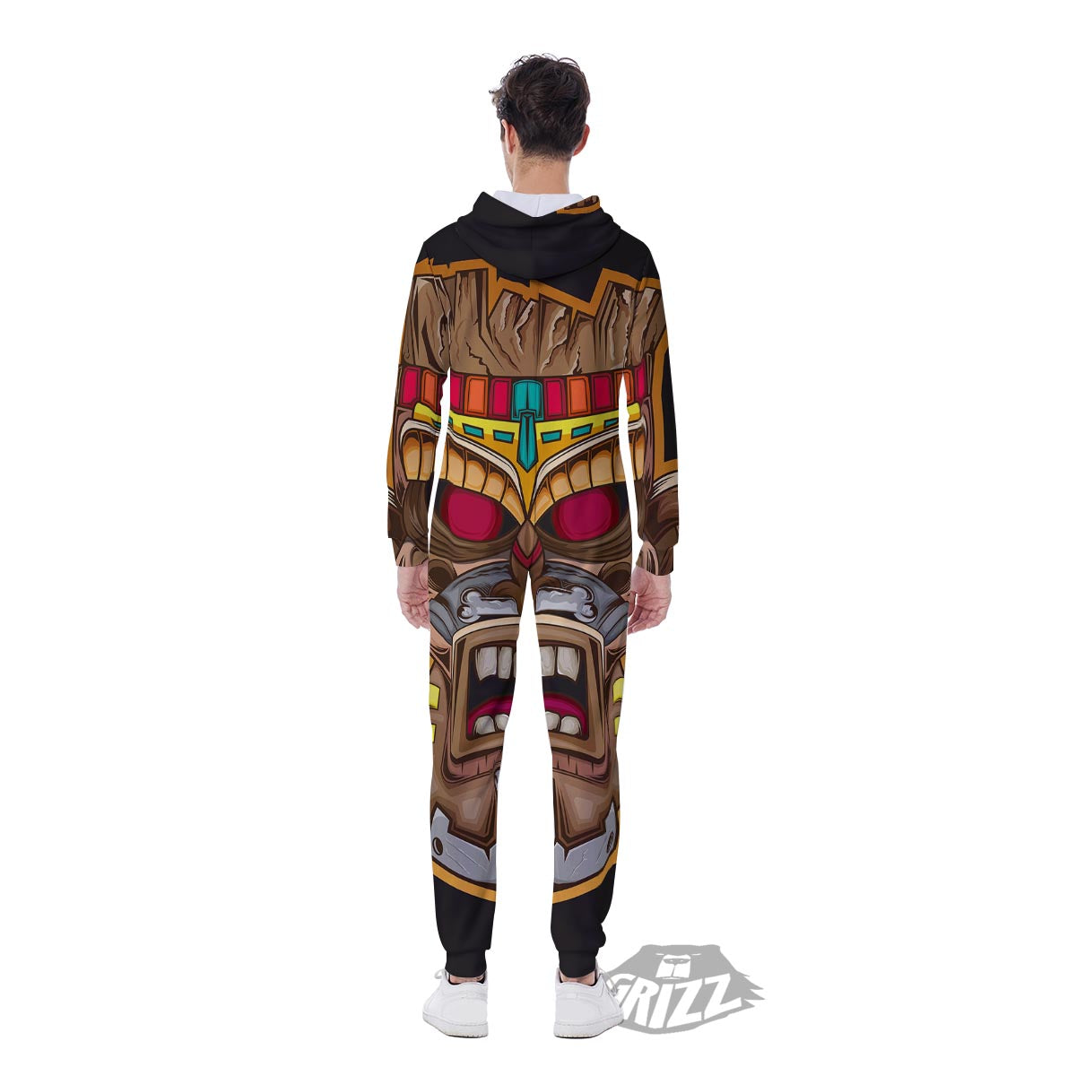 Totem Tiki Print Men's Jumpsuit-grizzshop