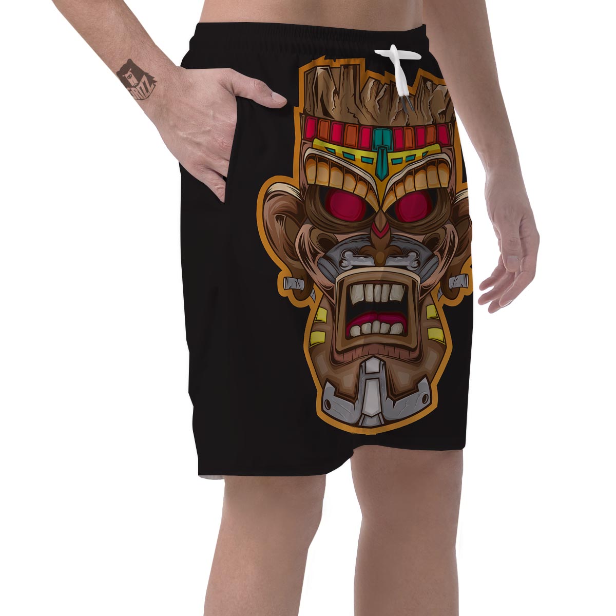 Totem Tiki Print Men's Shorts-grizzshop
