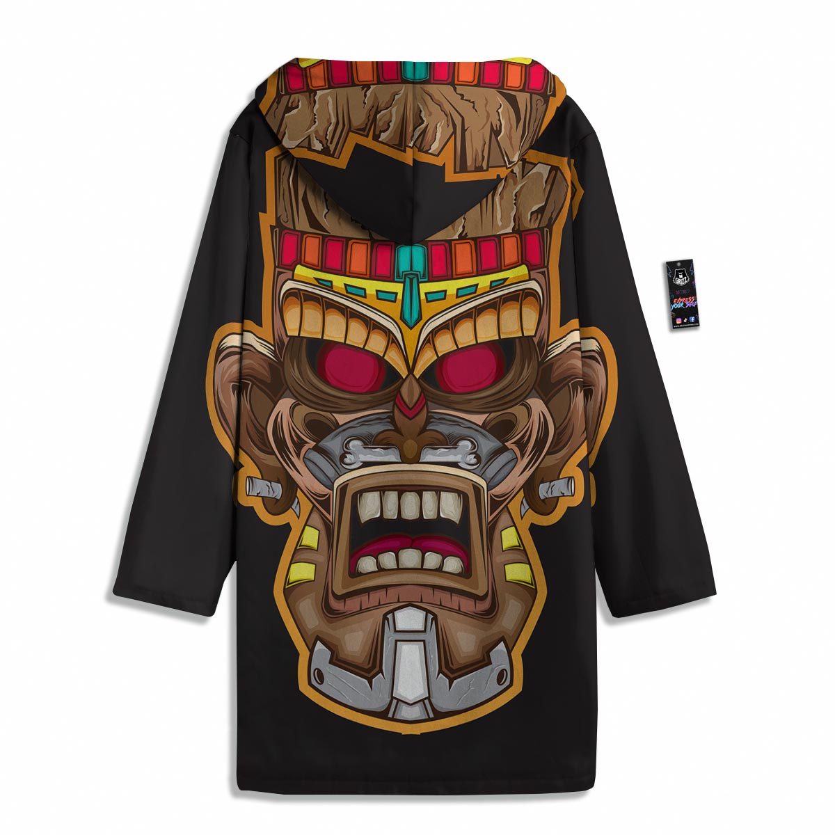 Totem Tiki Print Men's Windbreaker Jacket-grizzshop