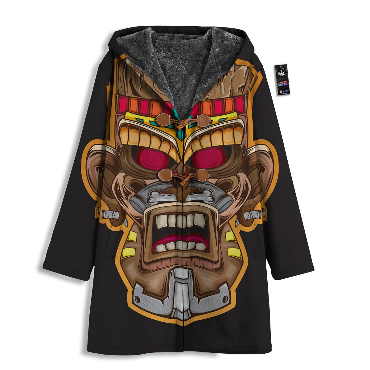 Totem Tiki Print Men's Windbreaker Jacket-grizzshop