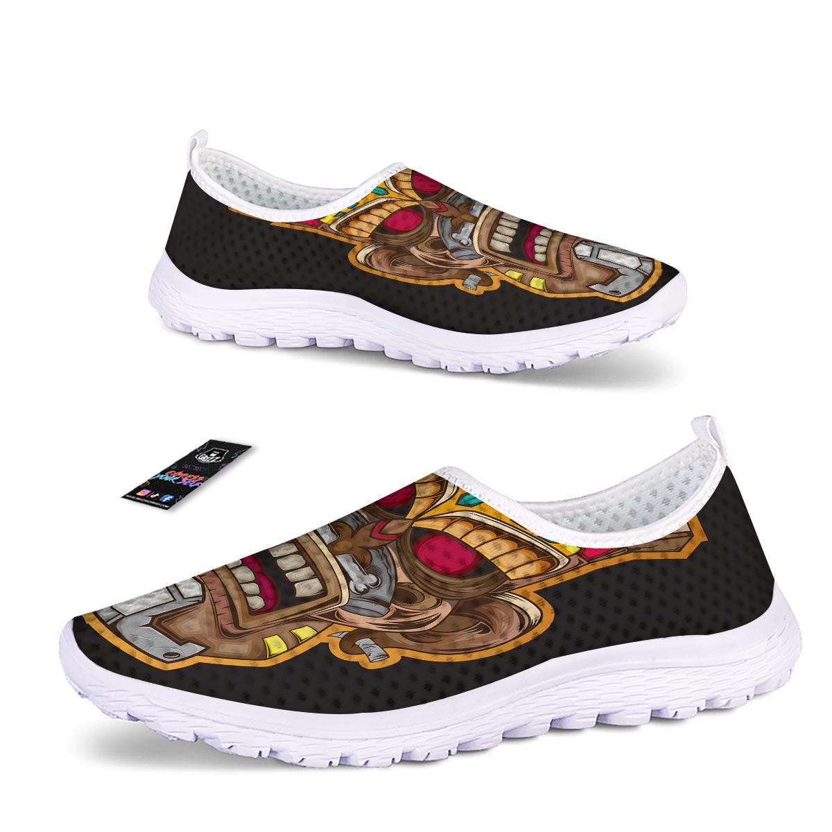 Totem Tiki Print Nurse Shoes-grizzshop