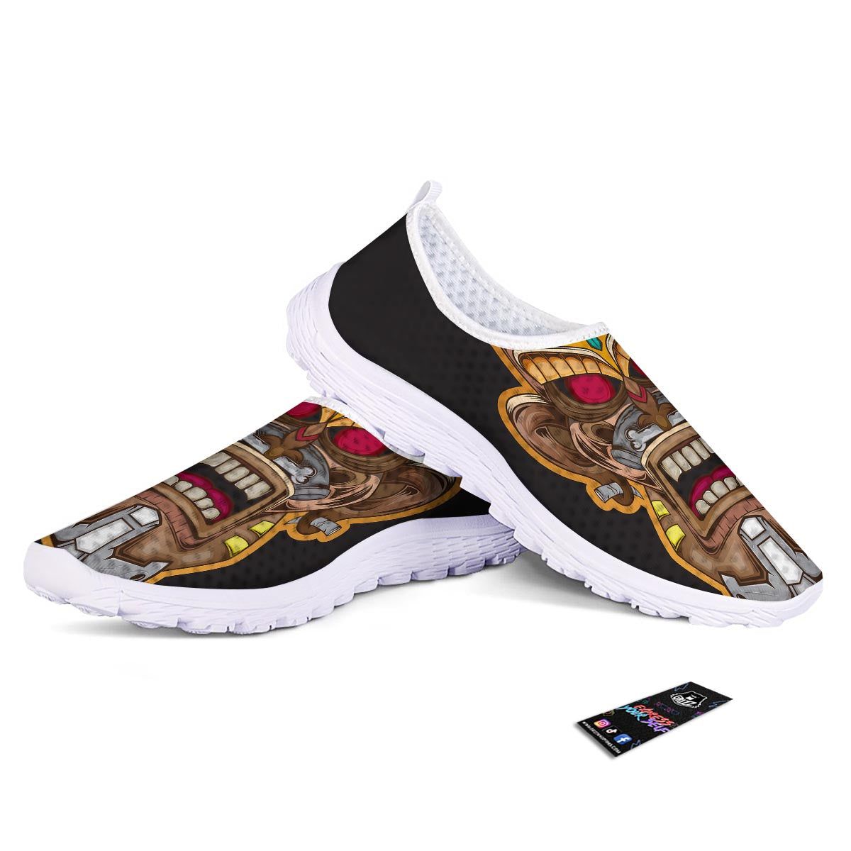 Totem Tiki Print Nurse Shoes-grizzshop