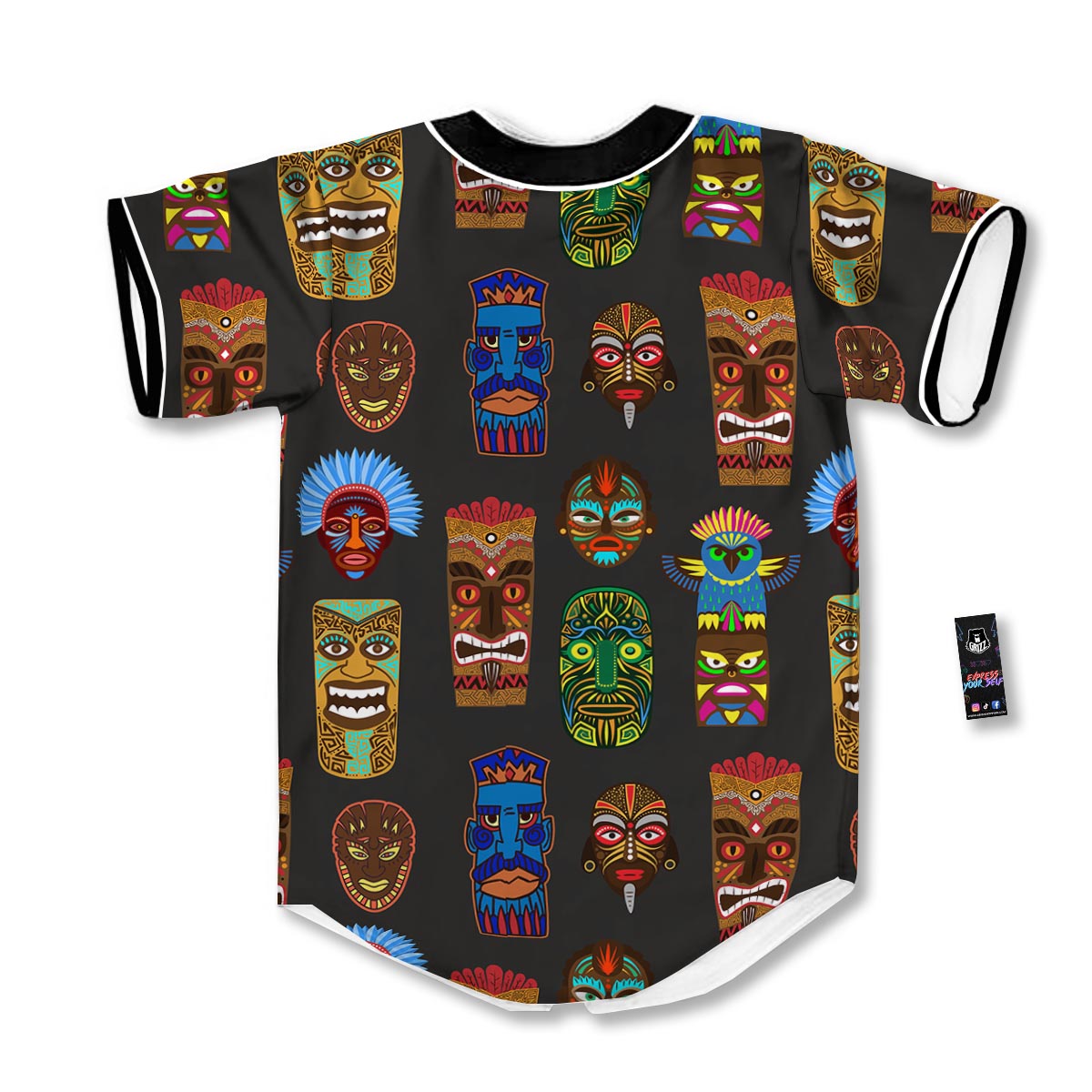 Totem Tiki Print Pattern Baseball Jersey-grizzshop