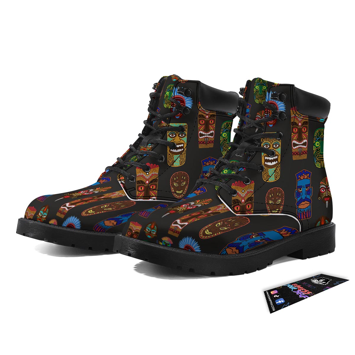 Totem Tiki Print Pattern Boots-grizzshop