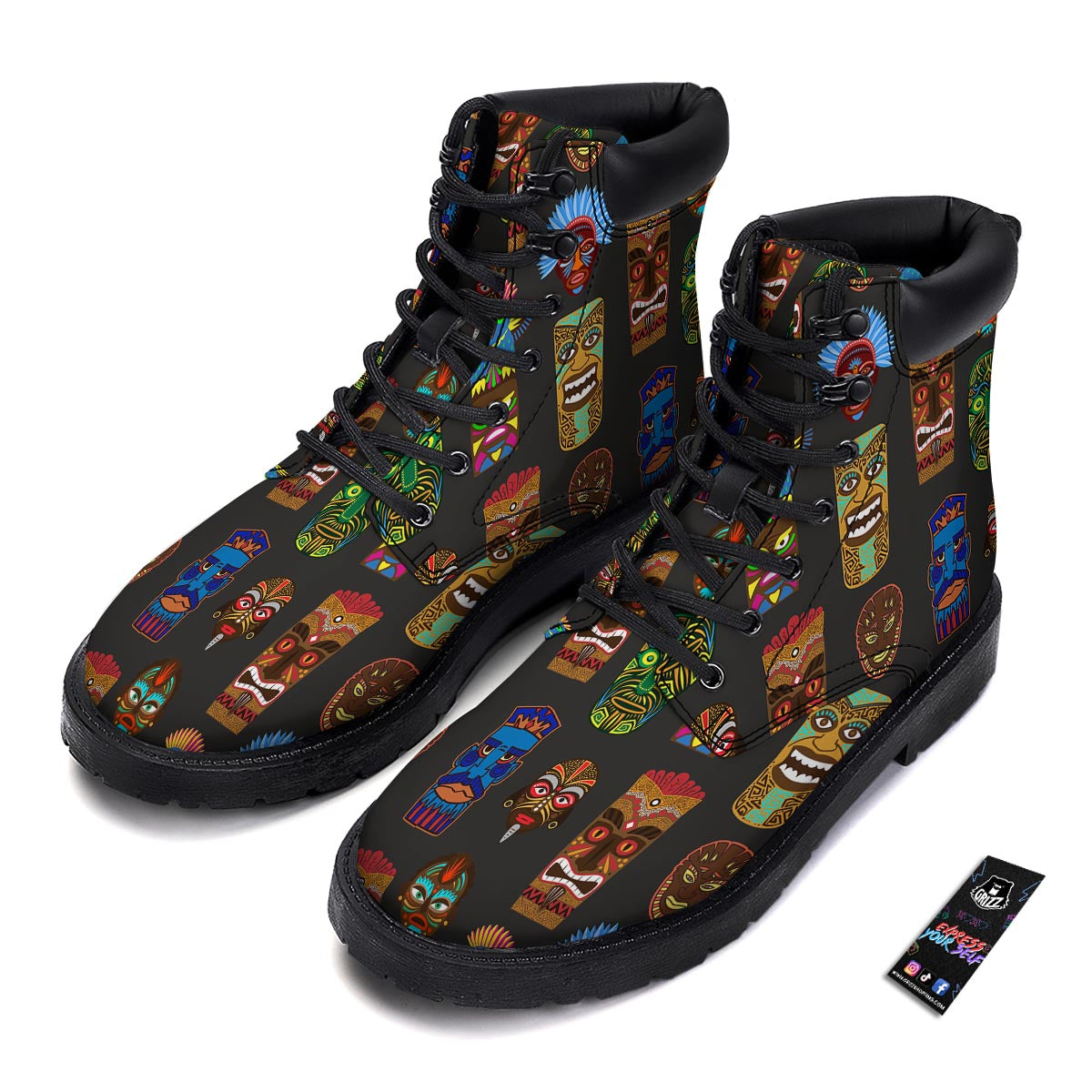 Totem Tiki Print Pattern Boots-grizzshop