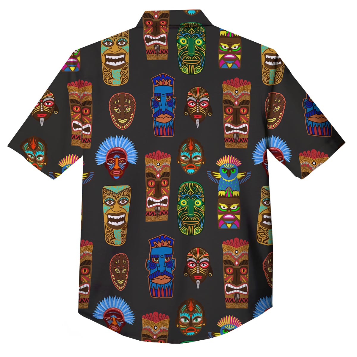 Totem Tiki Print Pattern Button Up Shirt-grizzshop