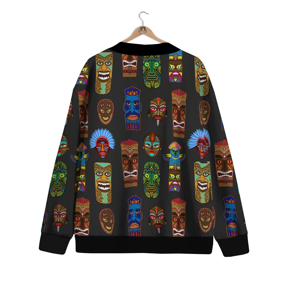 Totem Tiki Print Pattern Cardigan-grizzshop