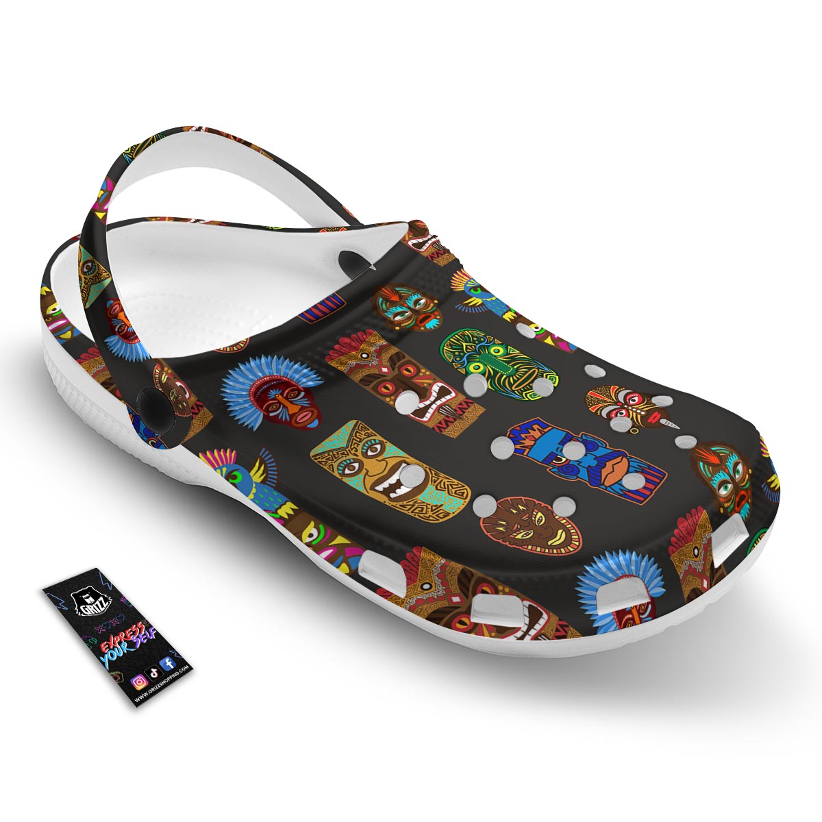 Totem Tiki Print Pattern Clog-grizzshop
