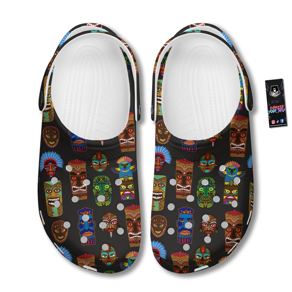 Totem Tiki Print Pattern Clog-grizzshop