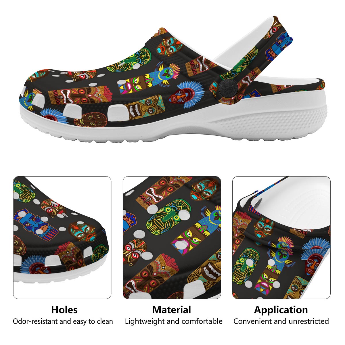 Totem Tiki Print Pattern Clog-grizzshop