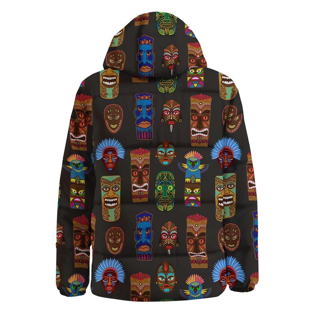 Totem Tiki Print Pattern Down Jacket-grizzshop