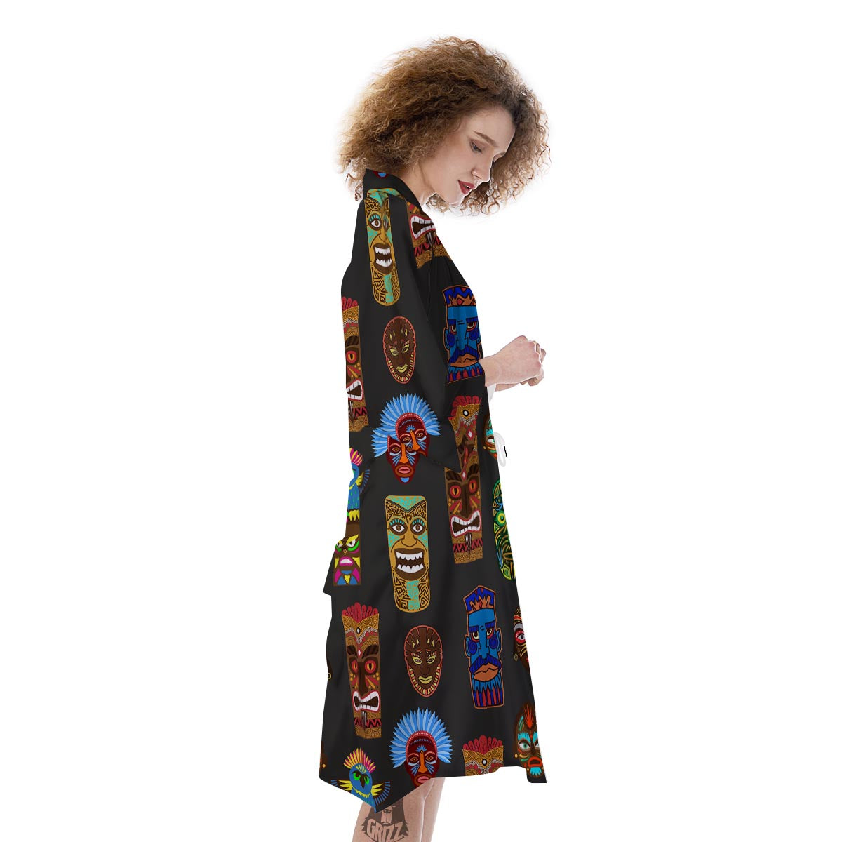 Totem Tiki Print Pattern Kimono-grizzshop