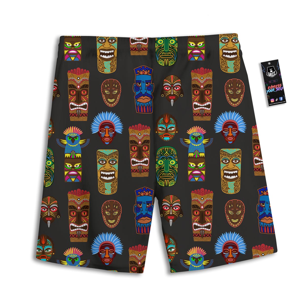 Totem Tiki Print Pattern Men's Athletic Shorts