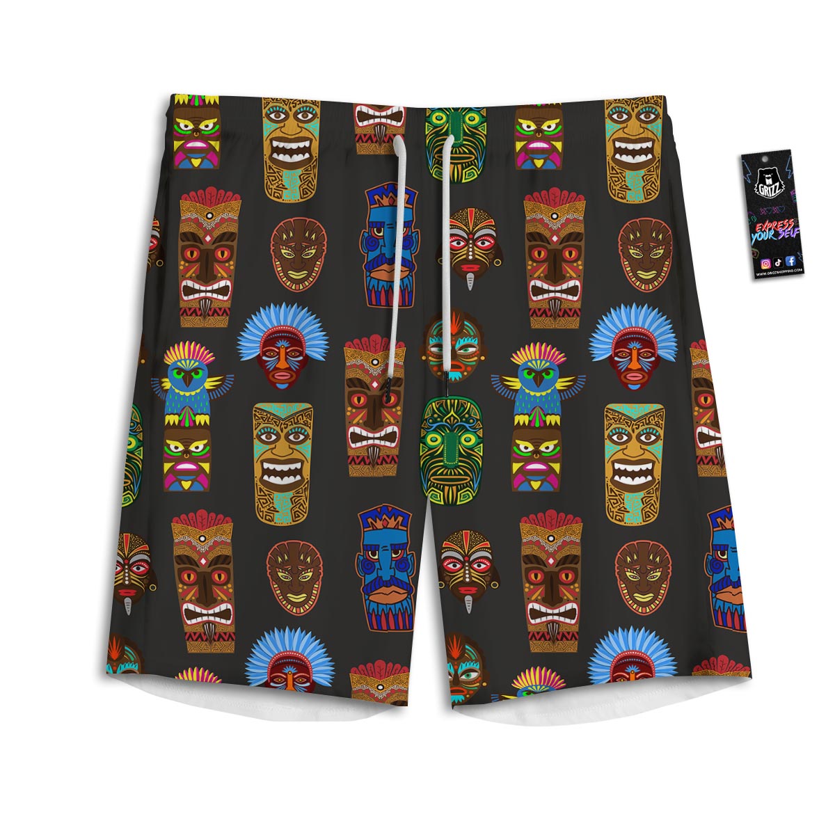 Totem Tiki Print Pattern Men's Athletic Shorts
