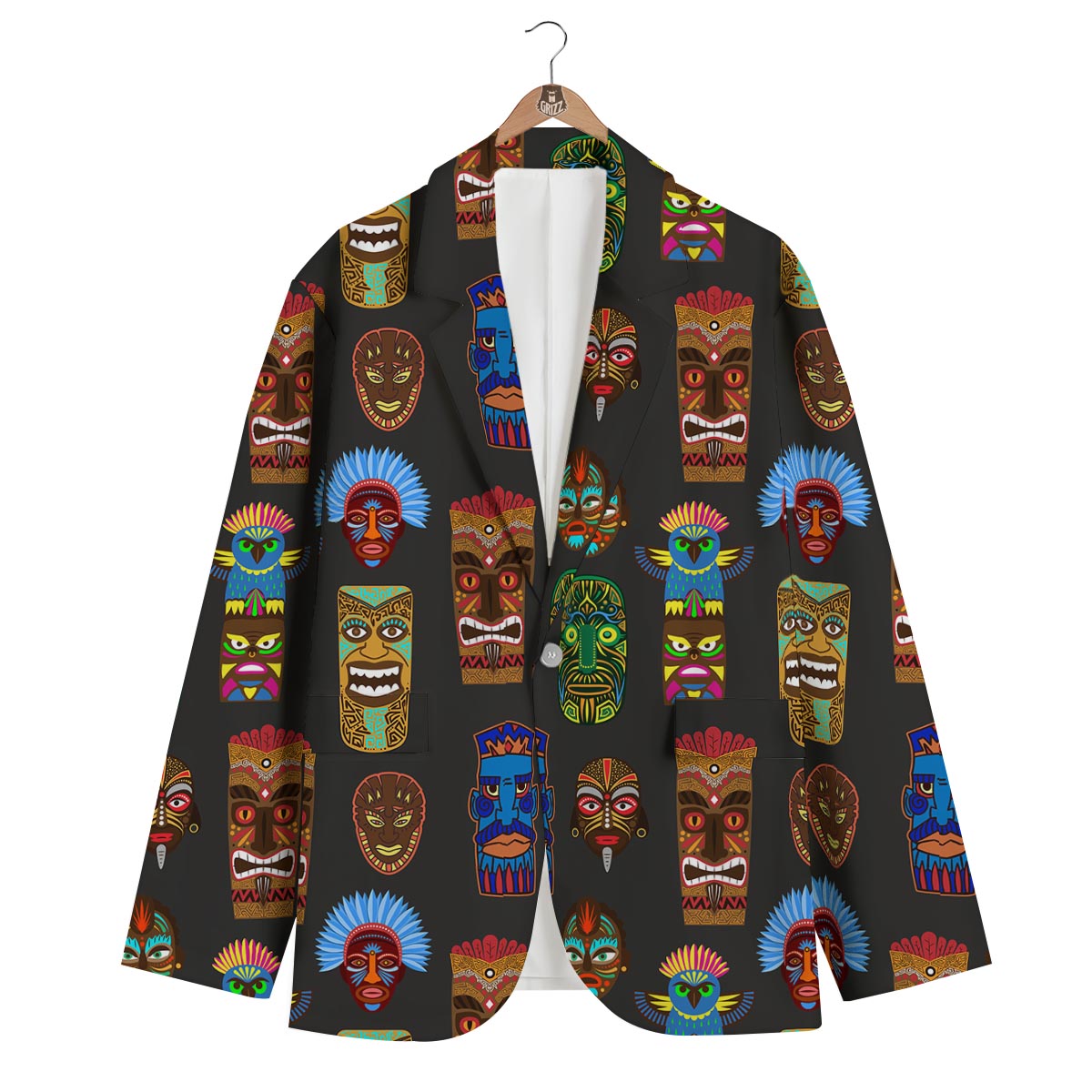 Totem Tiki Print Pattern Men's Blazer-grizzshop