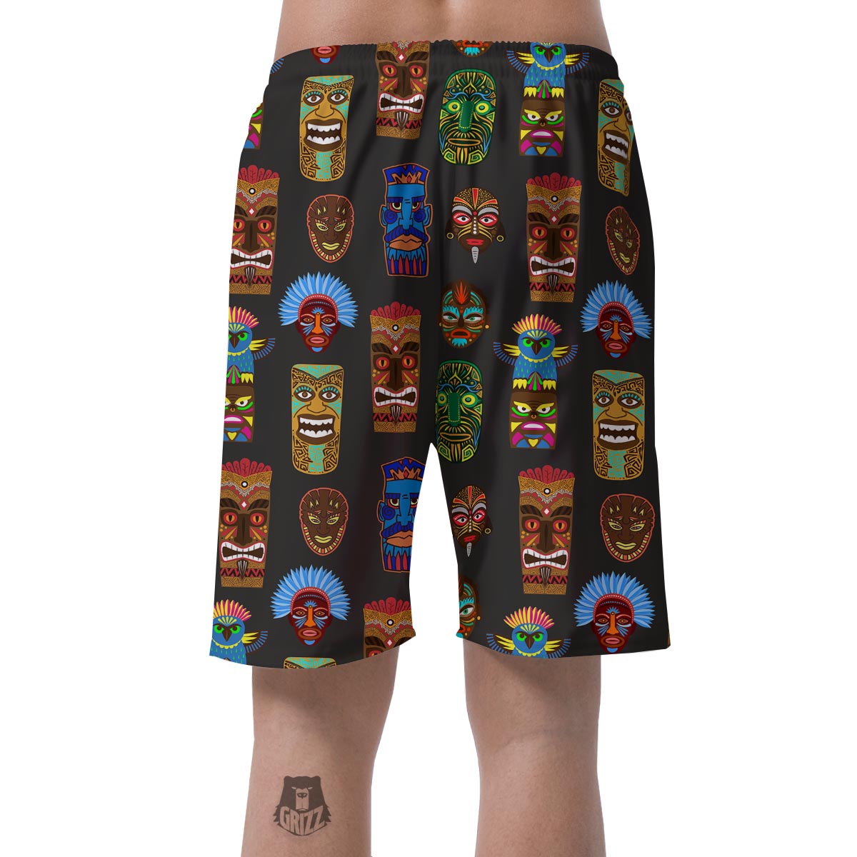 Totem Tiki Print Pattern Men's Shorts-grizzshop