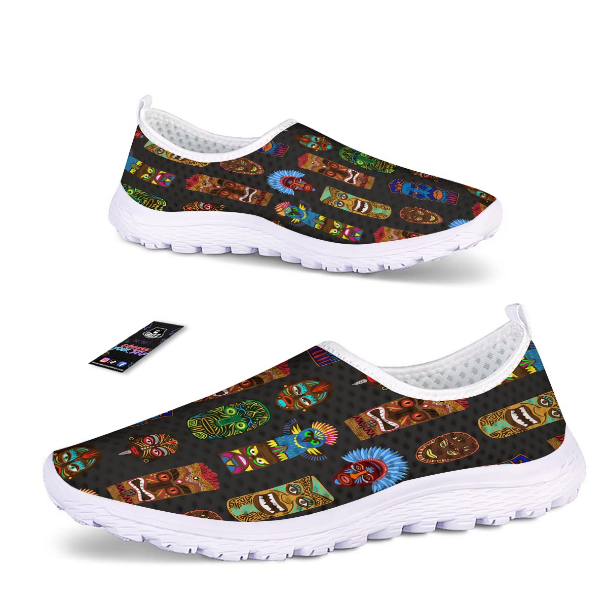 Totem Tiki Print Pattern Nurse Shoes-grizzshop