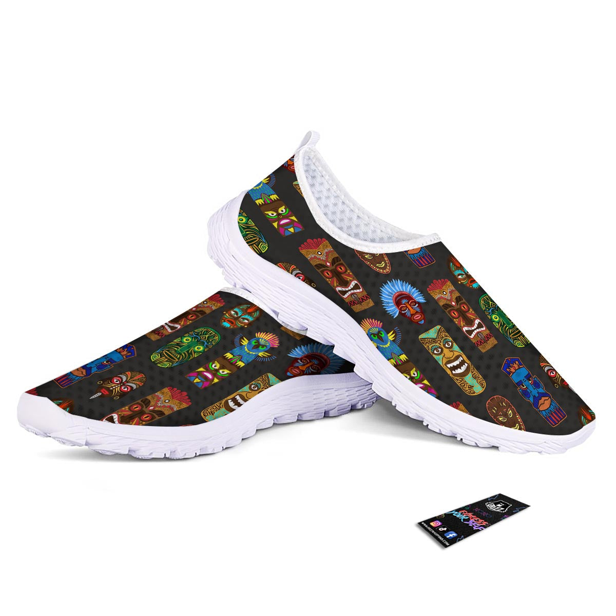 Totem Tiki Print Pattern Nurse Shoes-grizzshop