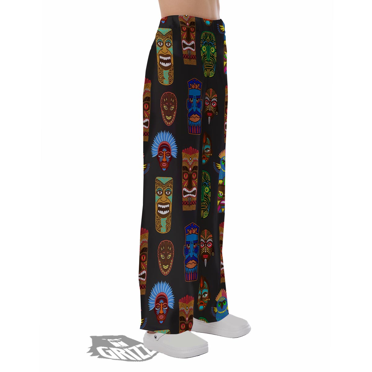 Totem Tiki Print Pattern Pajama Pants-grizzshop