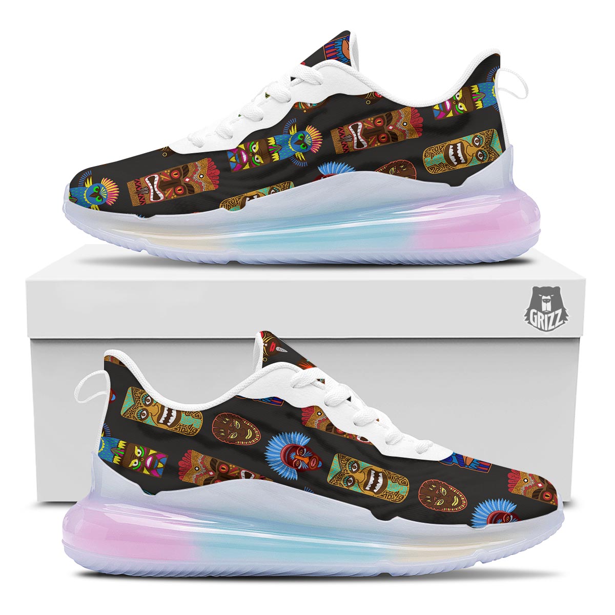 Totem Tiki Print Pattern Running Sneakers-grizzshop