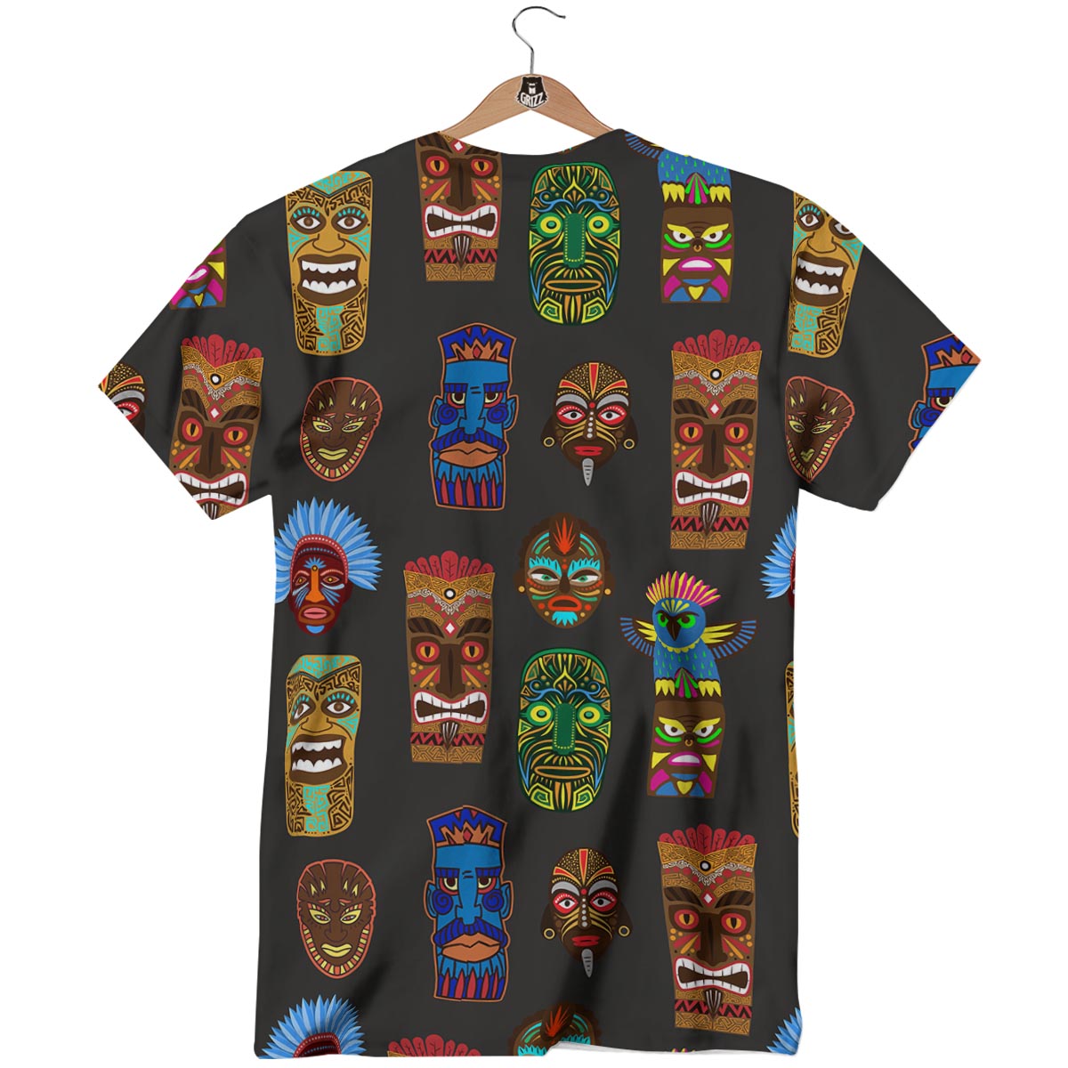 Totem Tiki Print Pattern T-Shirt-grizzshop