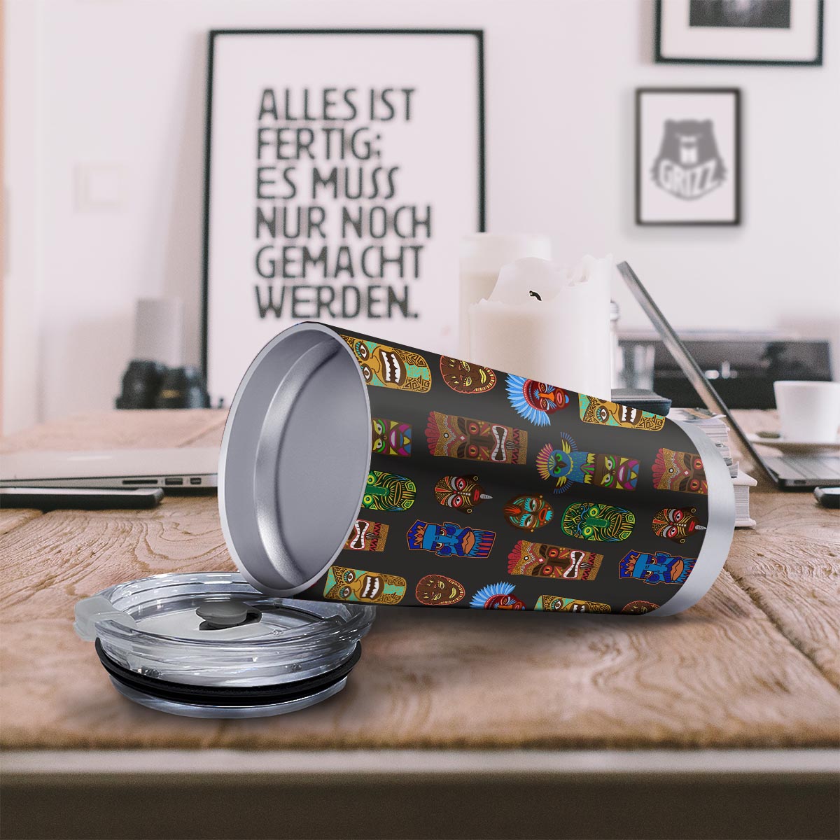 Totem Tiki Print Pattern Tumbler-grizzshop
