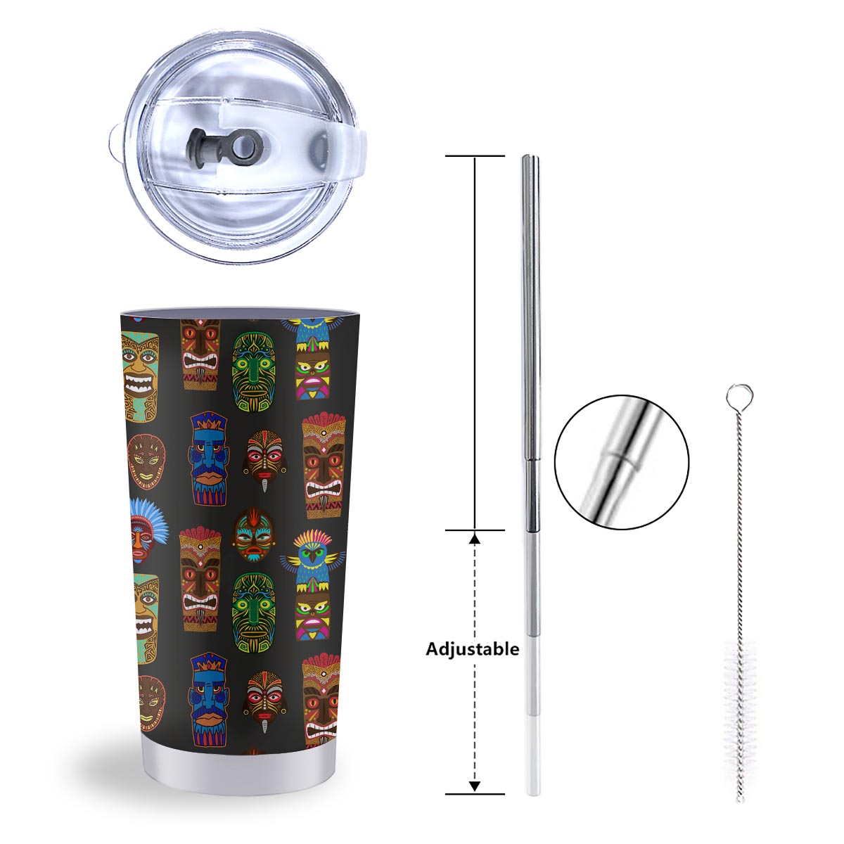Totem Tiki Print Pattern Tumbler-grizzshop