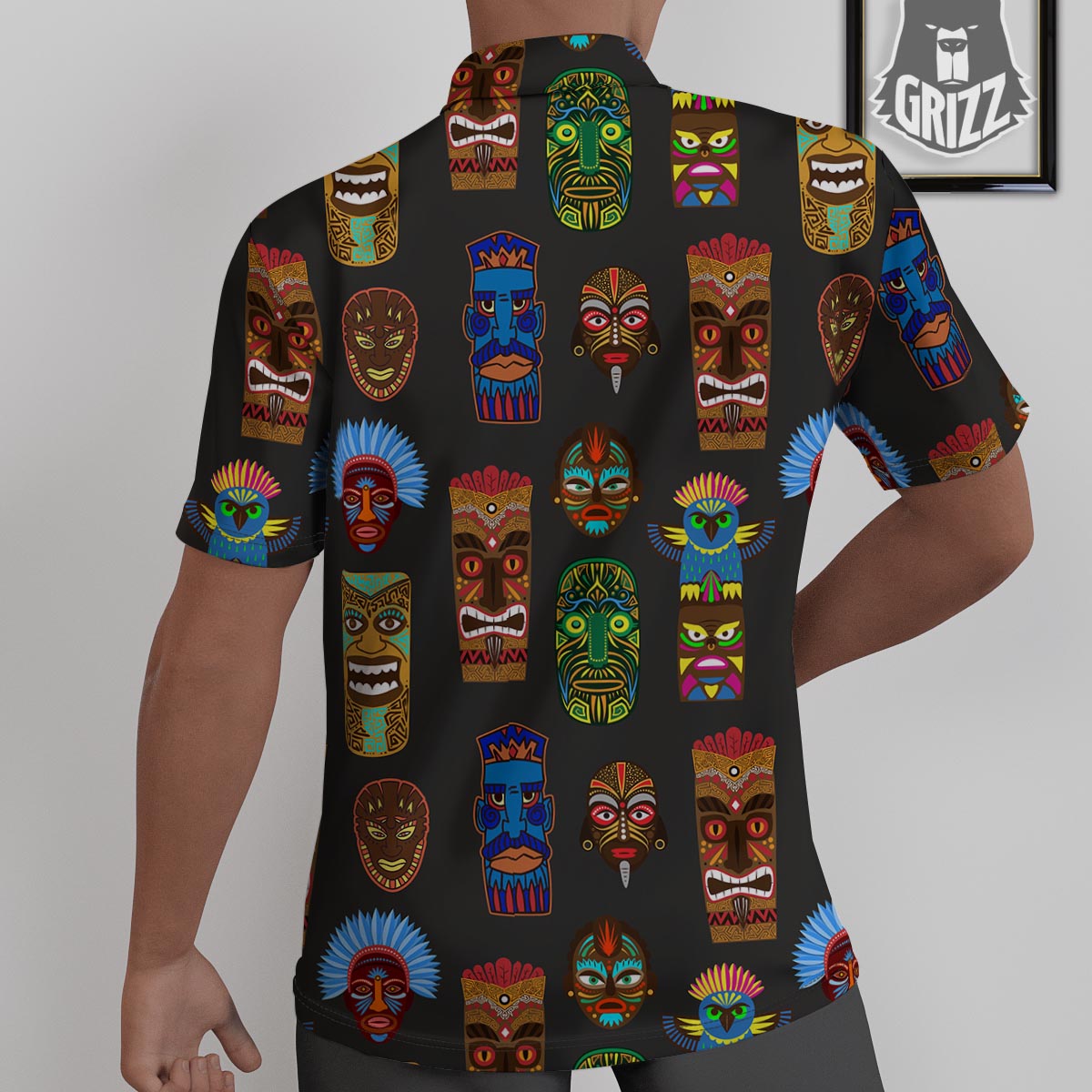 Totem Tiki Print Pattern Untucked Shirts-grizzshop