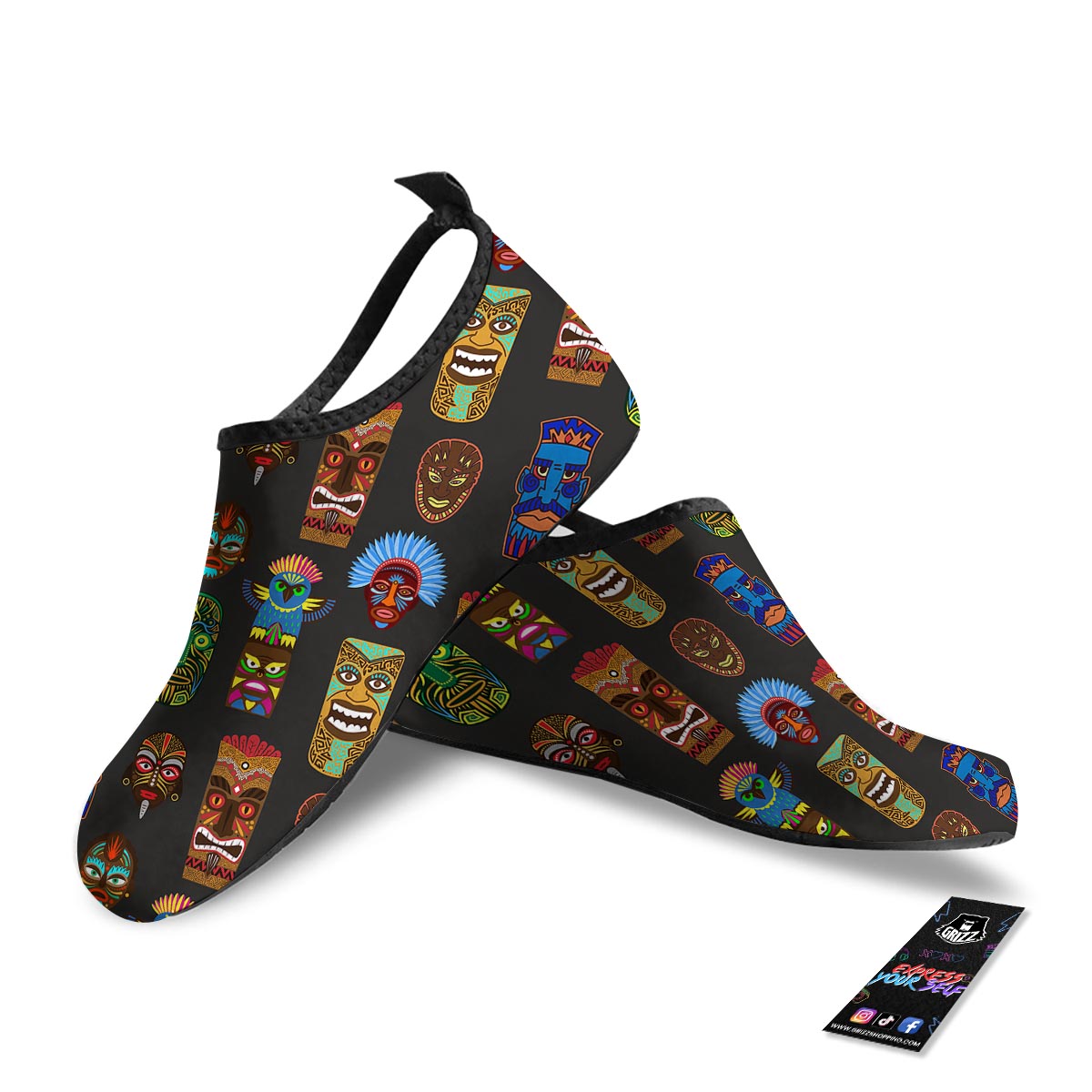Totem Tiki Print Pattern Water Shoes-grizzshop