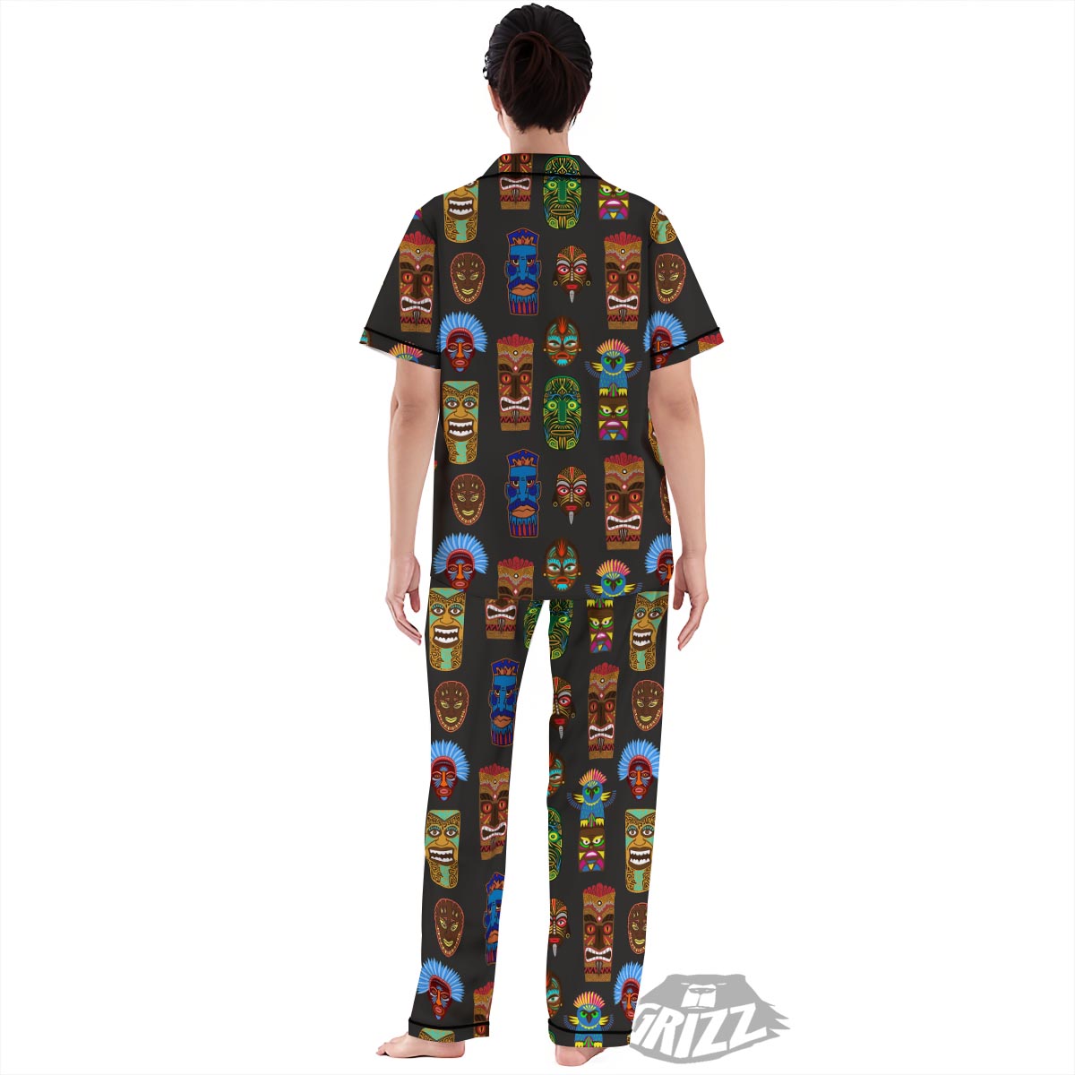 Totem Tiki Print Pattern Women's Pajamas Set-grizzshop
