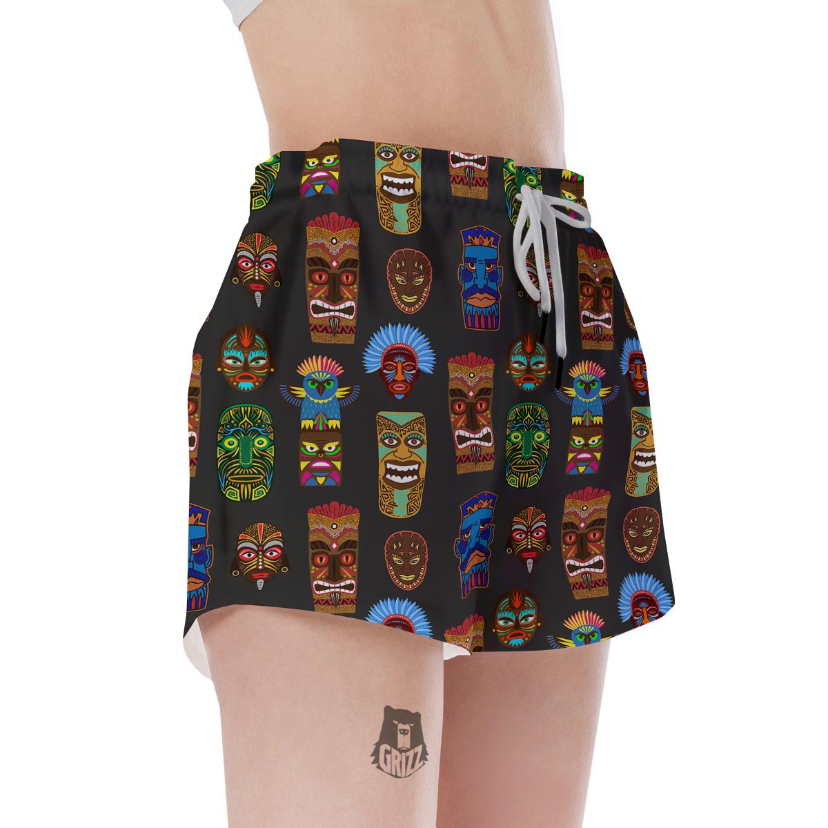 Totem Tiki Print Pattern Women's Shorts-grizzshop