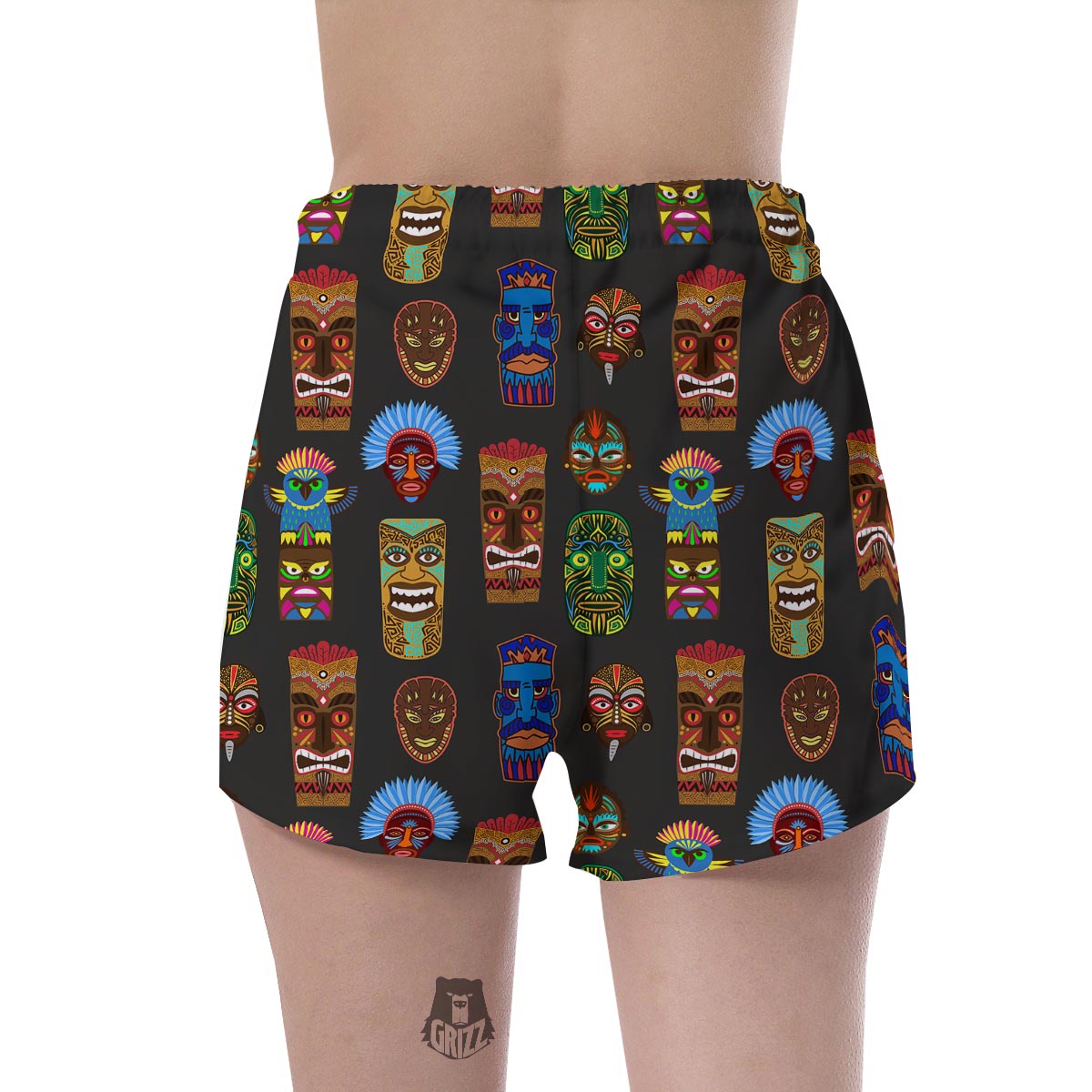 Totem Tiki Print Pattern Women's Shorts-grizzshop