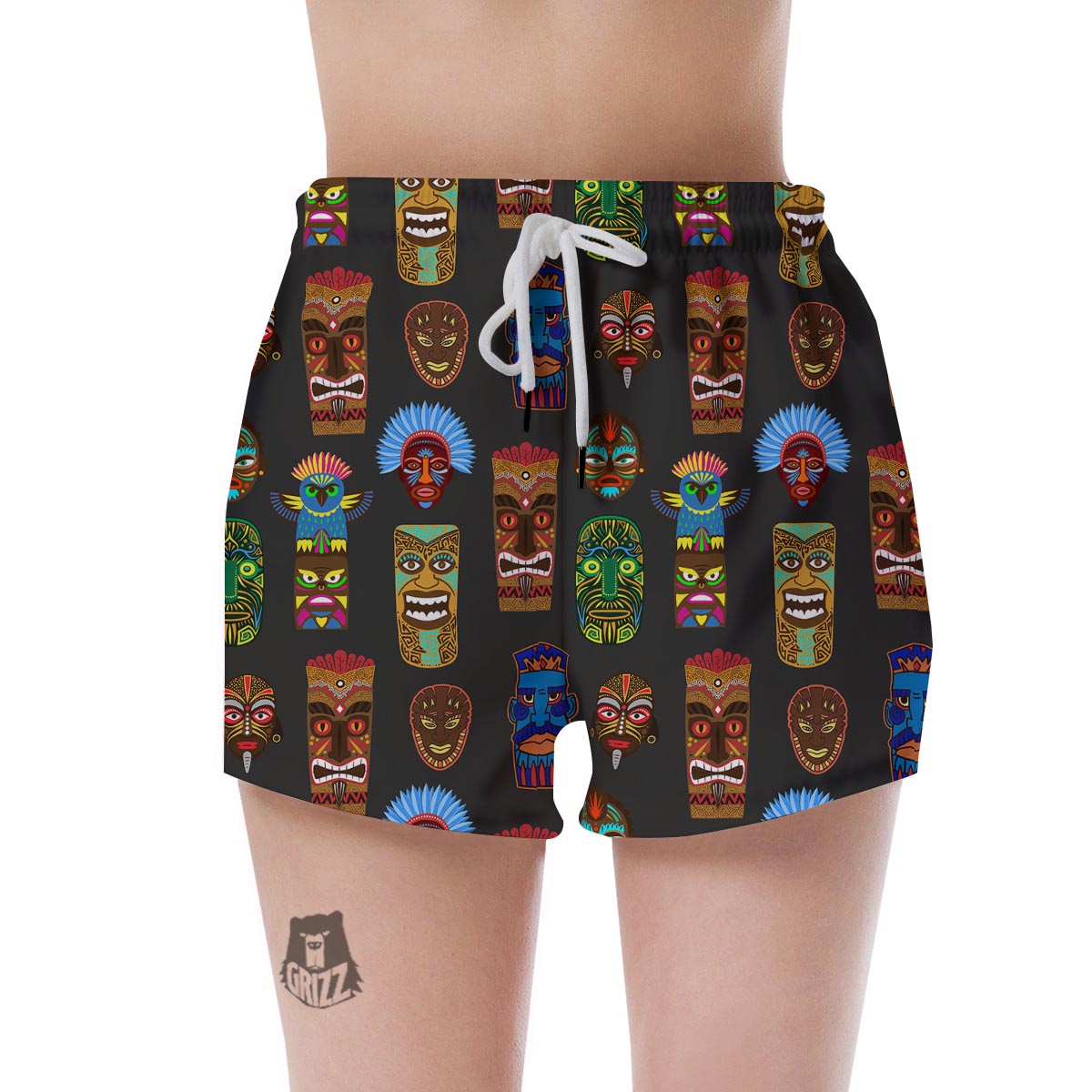 Totem Tiki Print Pattern Women's Shorts-grizzshop