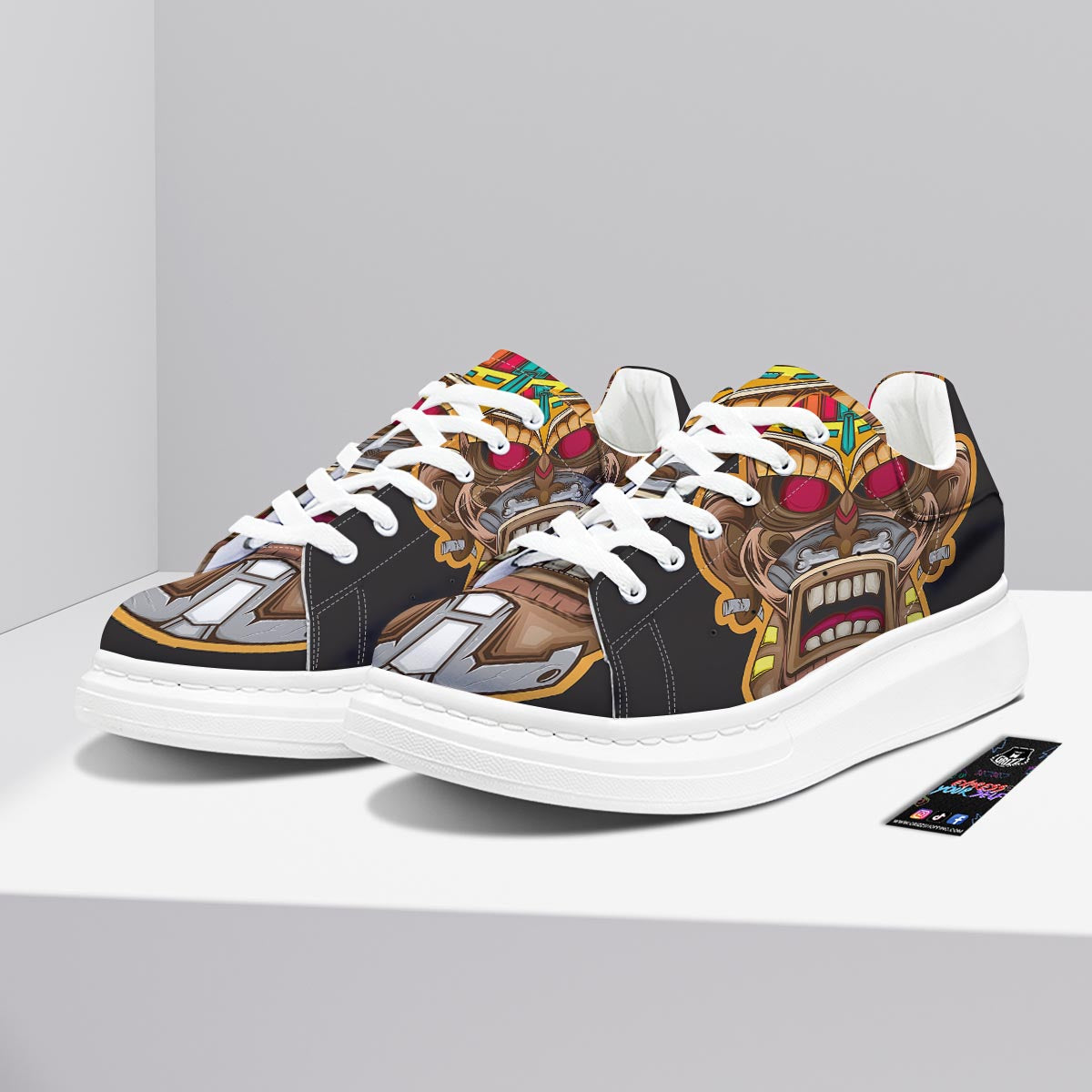 Totem Tiki Print Platform Shoes-grizzshop