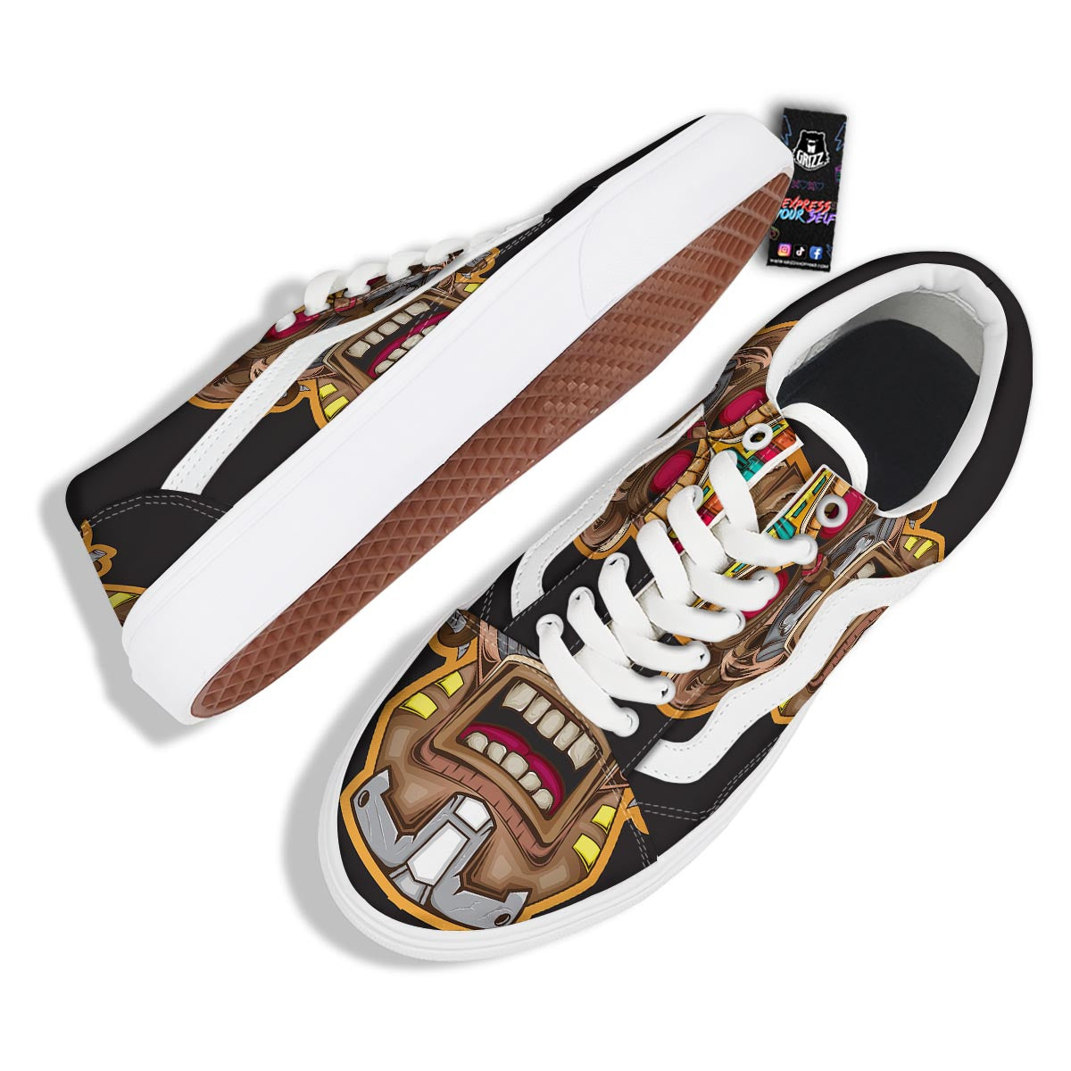 Totem Tiki Print Skate Shoes-grizzshop