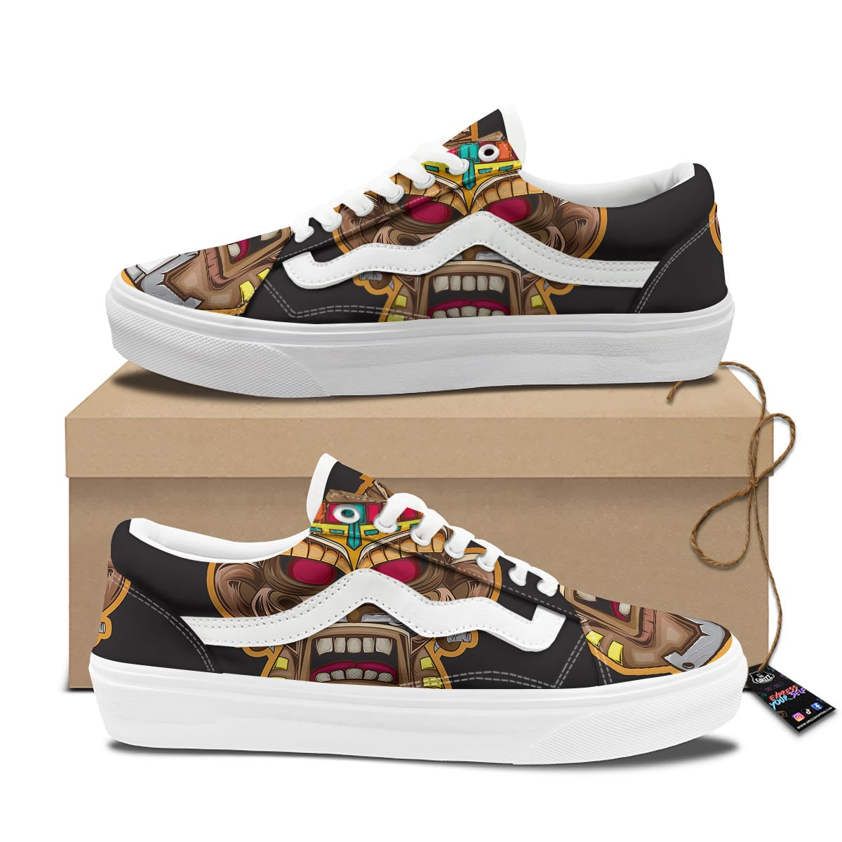 Totem Tiki Print Skate Shoes-grizzshop