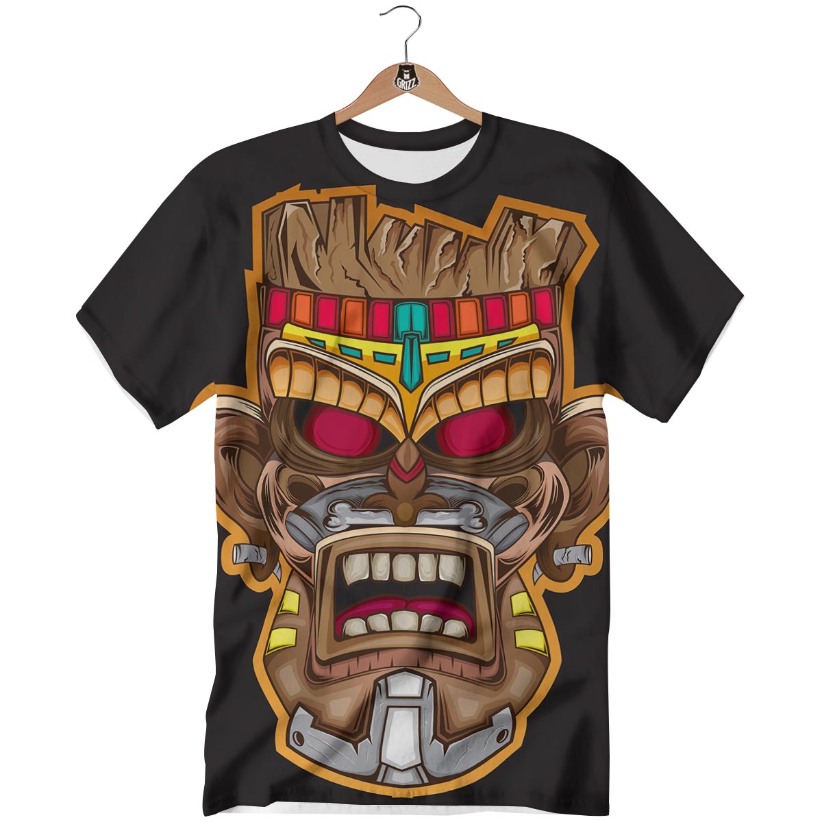 Totem Tiki Print T-Shirt-grizzshop
