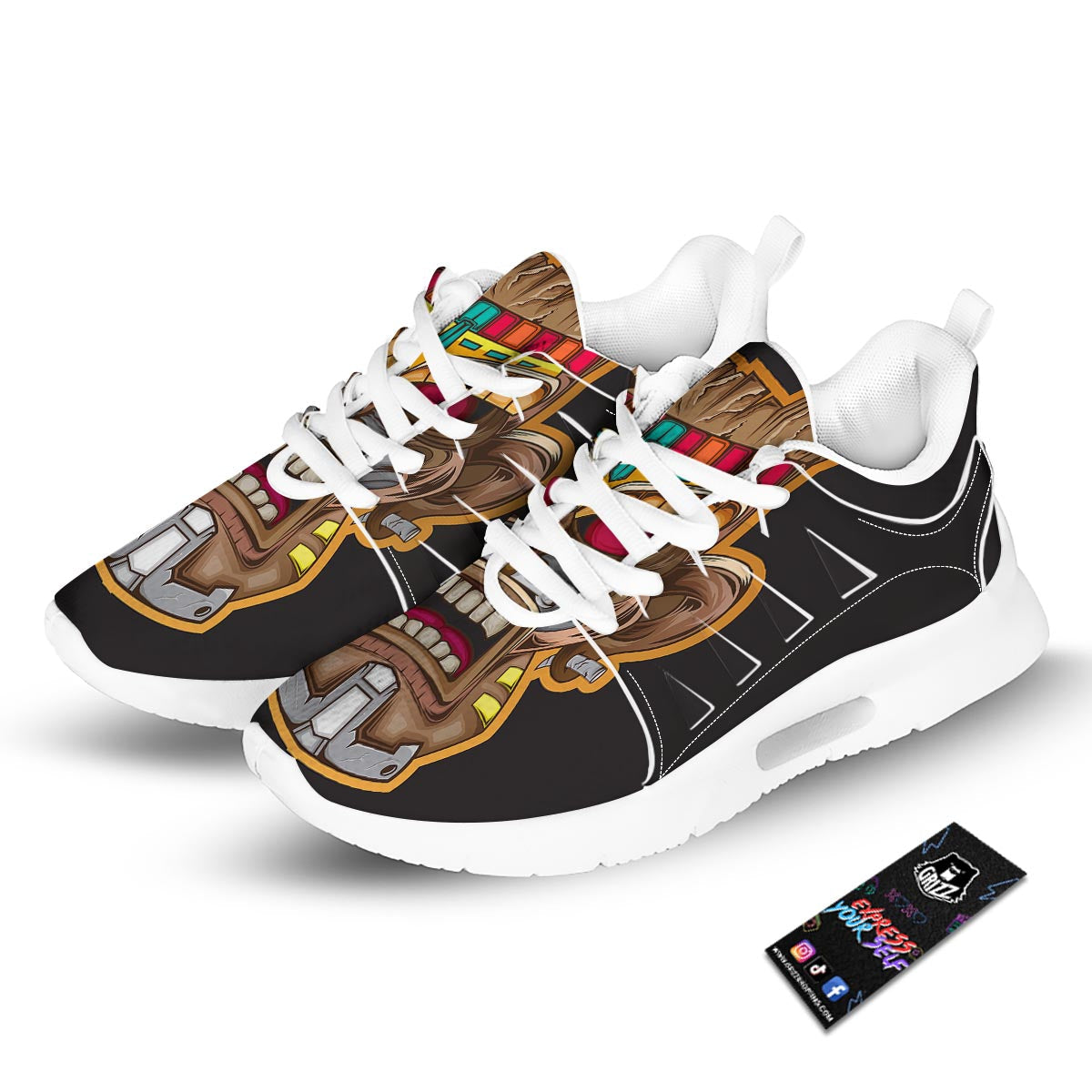 Totem Tiki Print Tennis Shoes-grizzshop