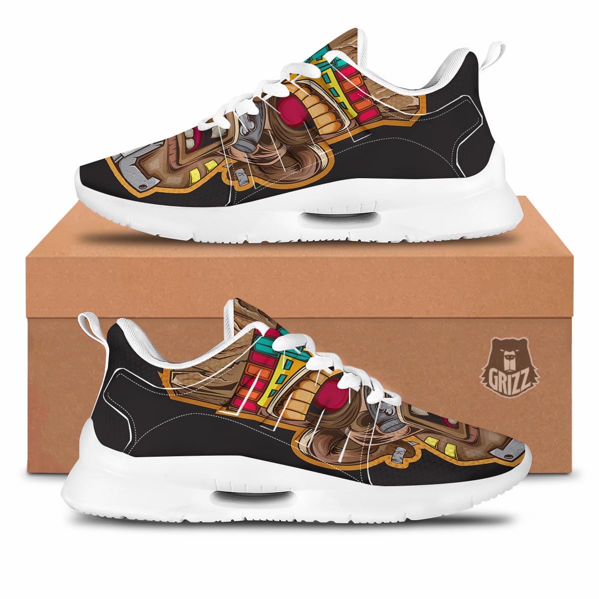 Totem Tiki Print Tennis Shoes-grizzshop