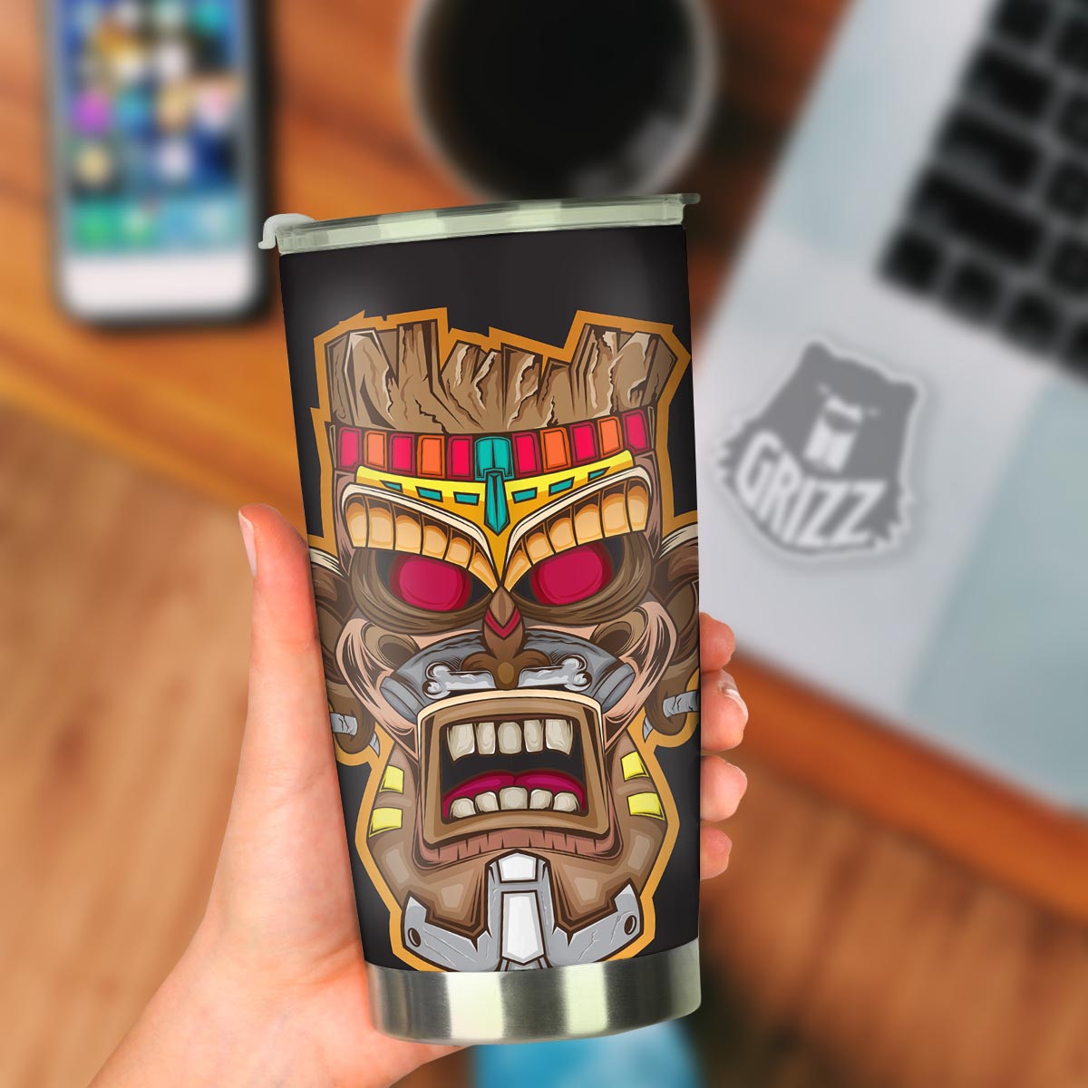 Totem Tiki Print Tumbler-grizzshop