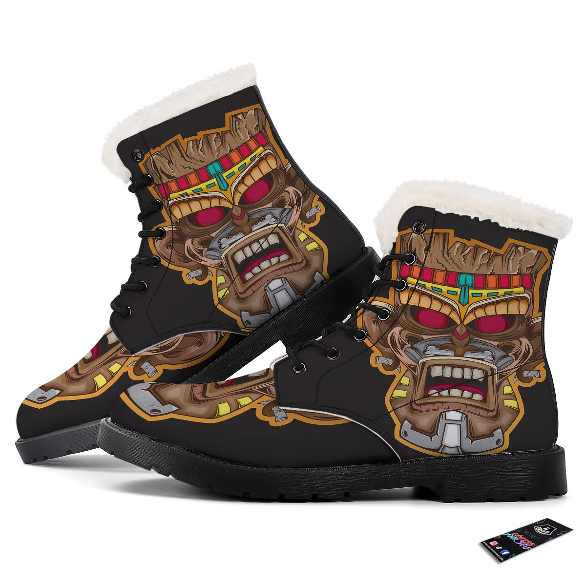 Totem Tiki Print Winter Boots-grizzshop