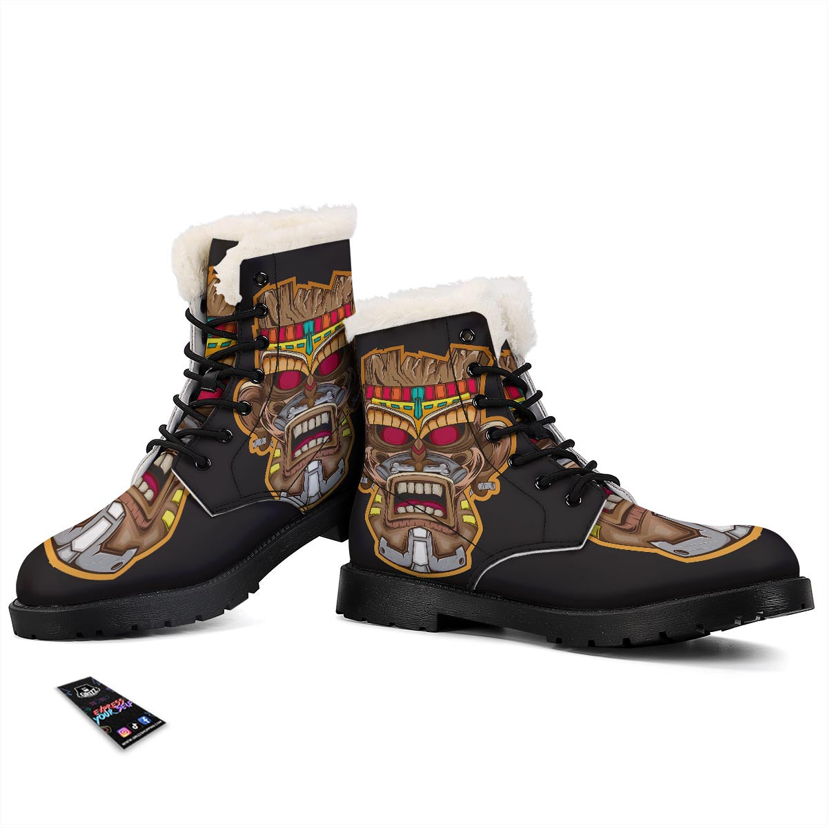 Totem Tiki Print Winter Boots-grizzshop