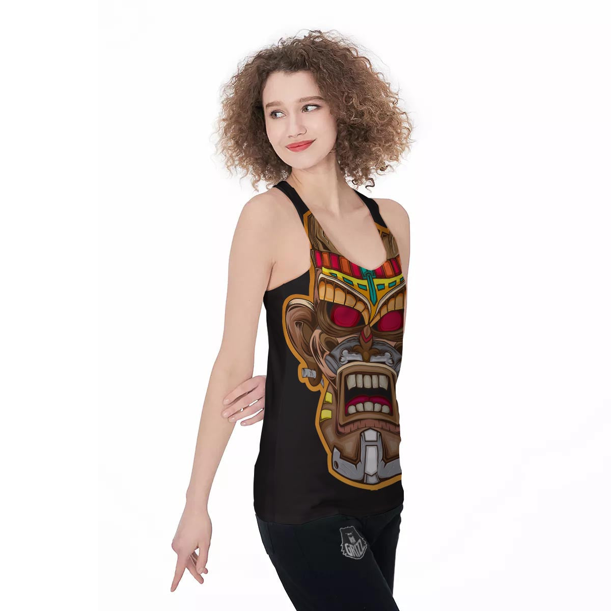 Totem Tiki Print Women's Racerback Tank Top-grizzshop
