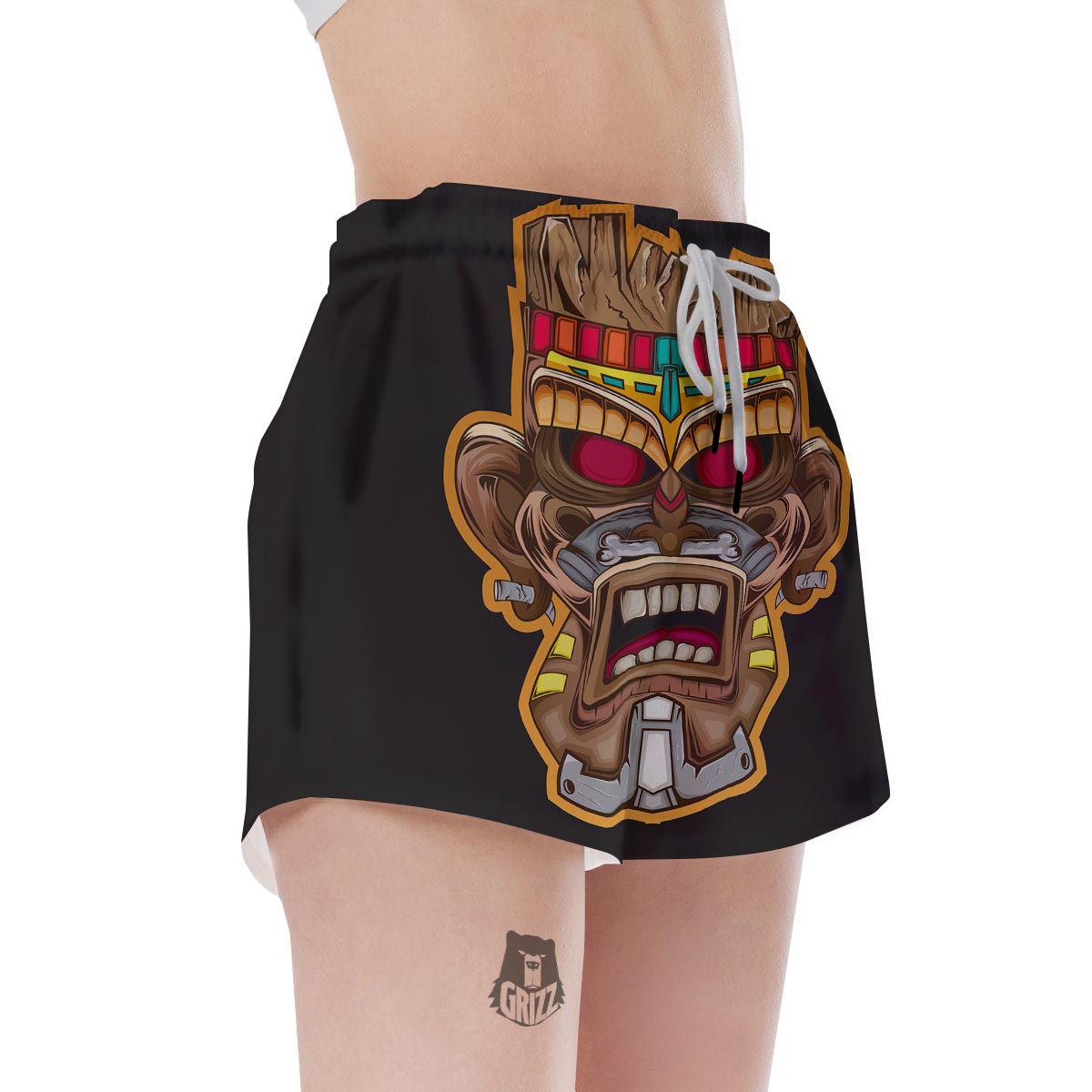 Totem Tiki Print Women's Shorts-grizzshop