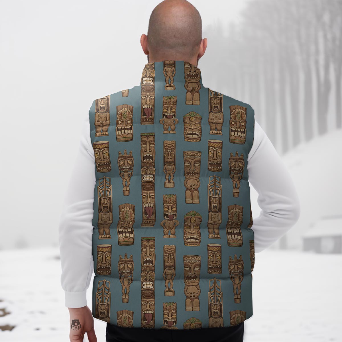 Totem Tribal Print Pattern Down Vest