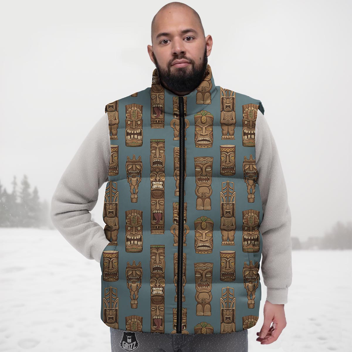Totem Tribal Print Pattern Down Vest