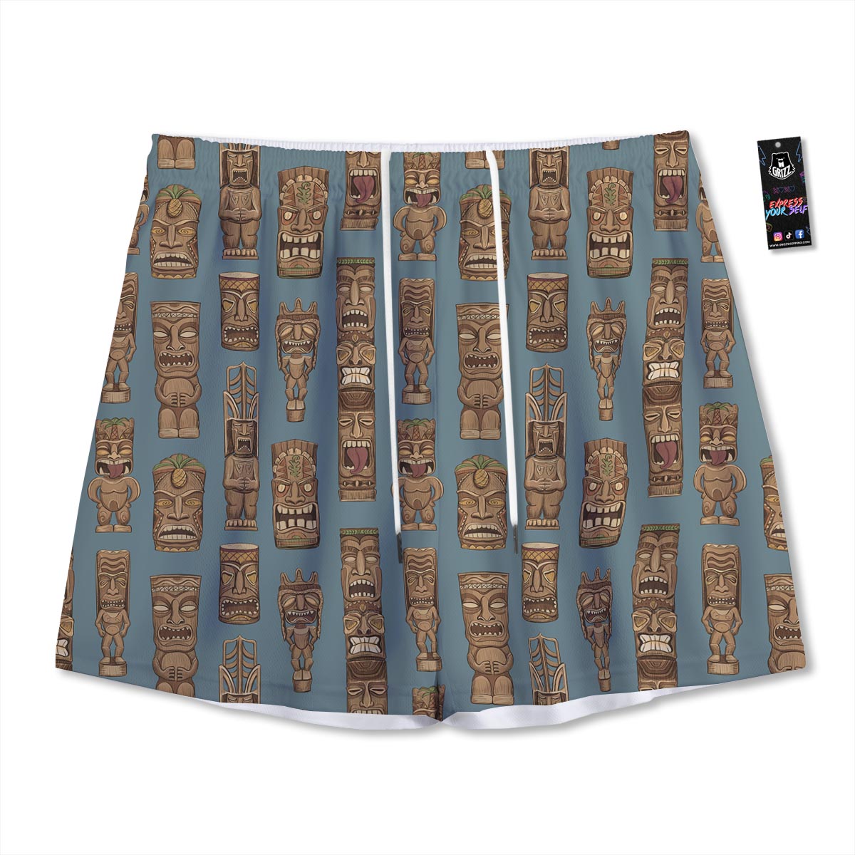 Totem Tribal Print Pattern Mesh Shorts