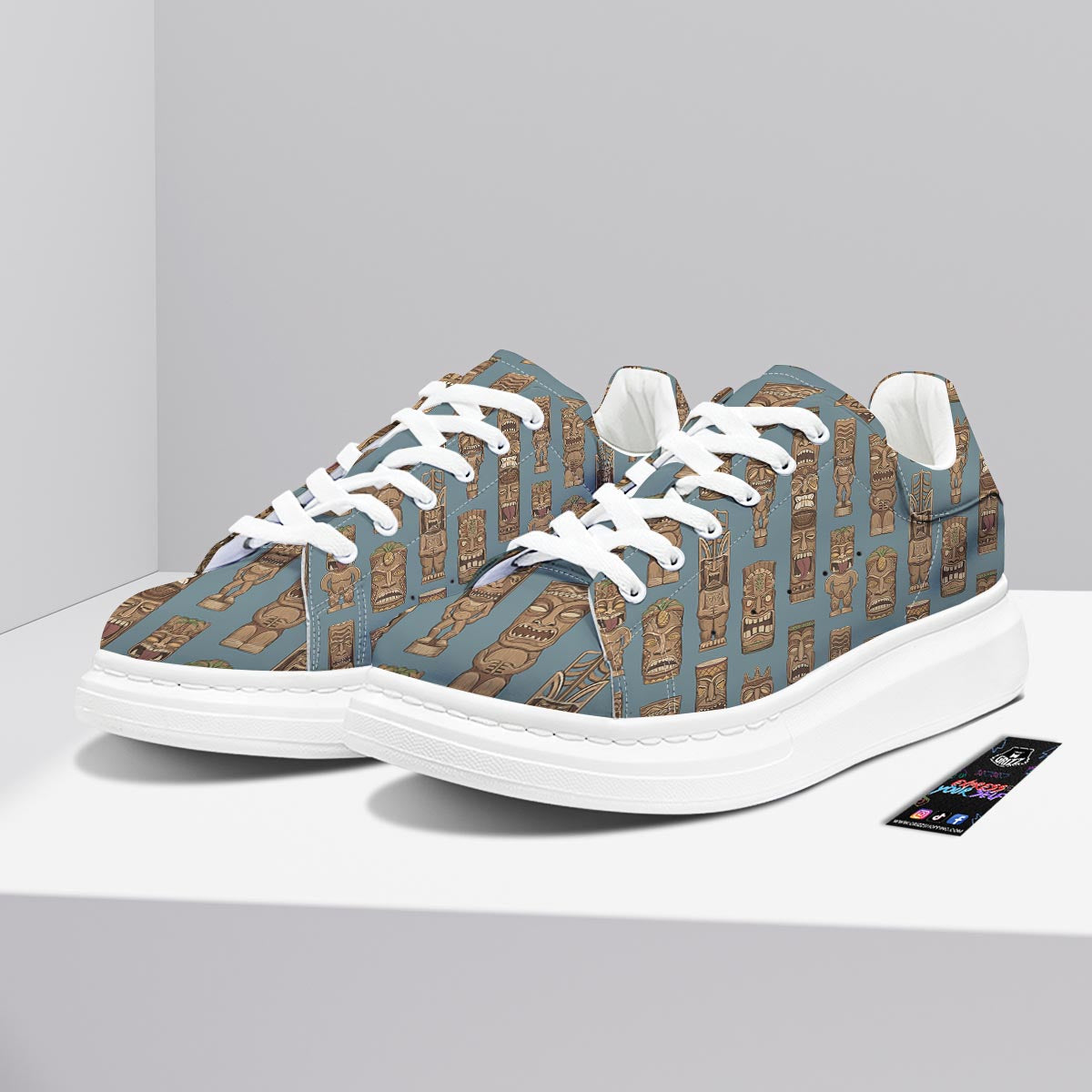 Totem Tribal Print Pattern Platform Shoes-grizzshop